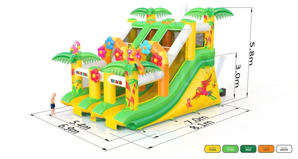 Tropical Island for the pool commercial inflatable slide