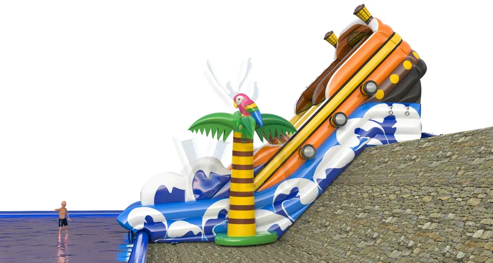 Water Ship on tle slope commercial inflatable slide