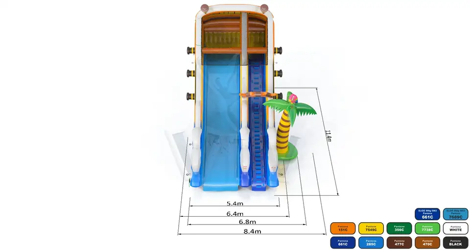 Water Ship on tle slope commercial inflatable slide