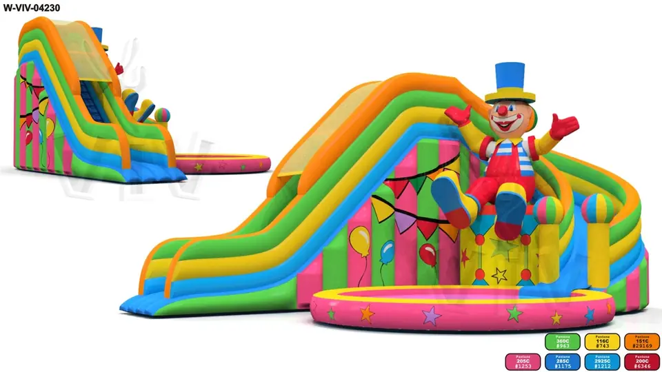 Water slide Clown 12.3 x 9.6 x 6.3 m commercial inflatable slide