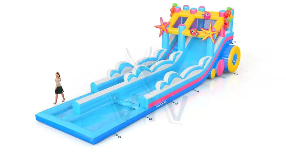 Water slide Wave commercial inflatable slide