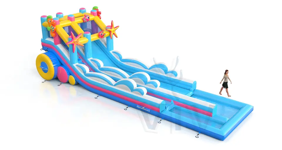 Water slide Wave commercial inflatable slide