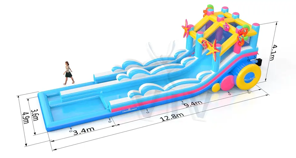 Water slide Wave commercial inflatable slide