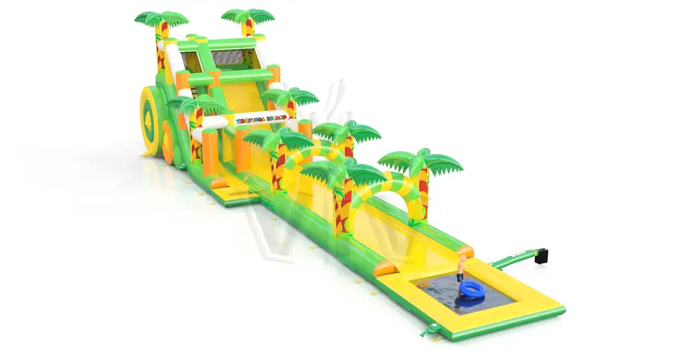 Waterslide with pool 3 parts Tropical Islands commercial inflatable slide