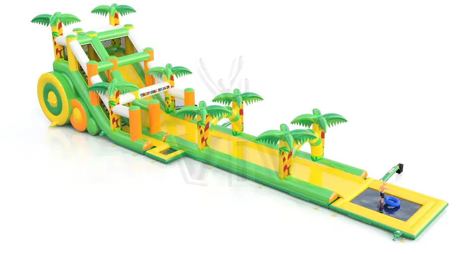 Waterslide with pool 3 parts Tropical Islands commercial inflatable slide