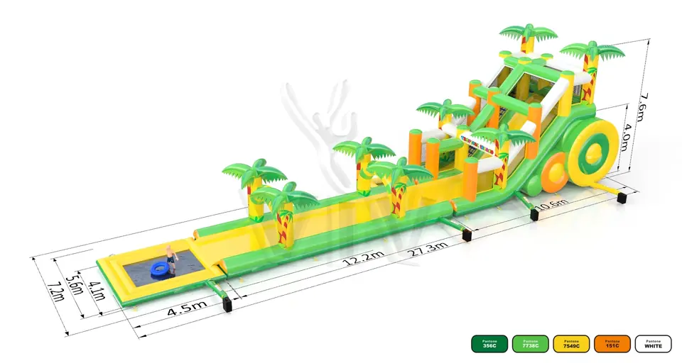 Waterslide with pool 3 parts Tropical Islands commercial inflatable slide