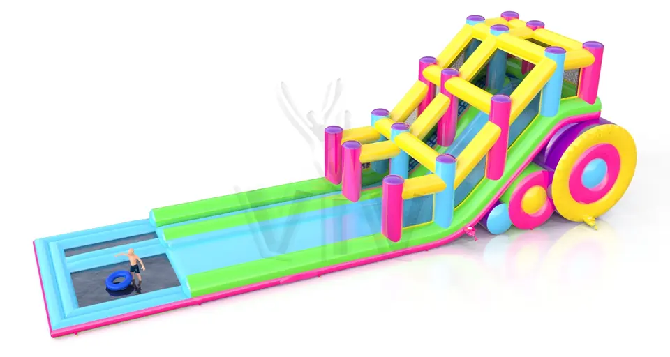 Waterslide with pool and Entrance on the Same Side commercial inflatable slide