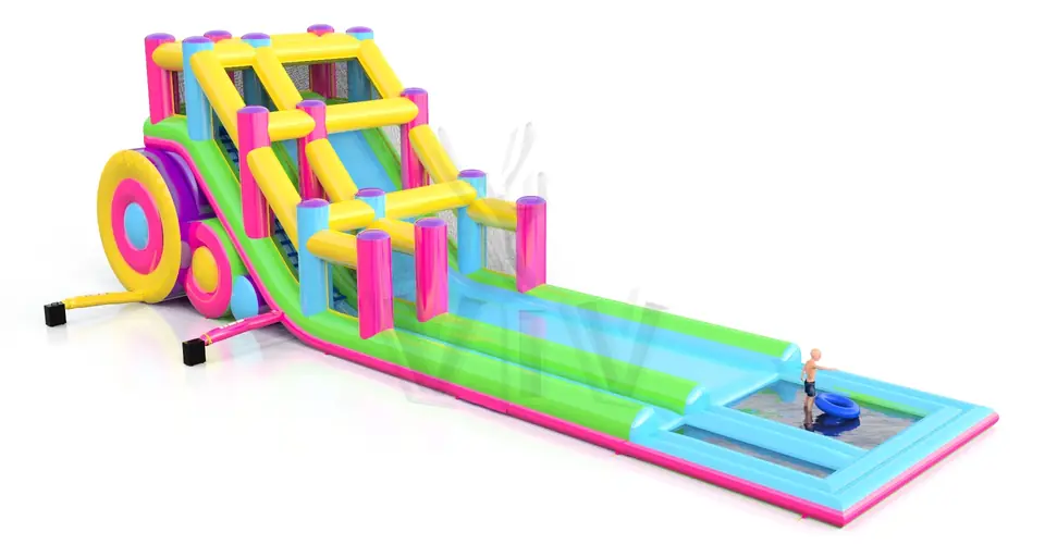 Waterslide with pool and Entrance on the Same Side commercial inflatable slide