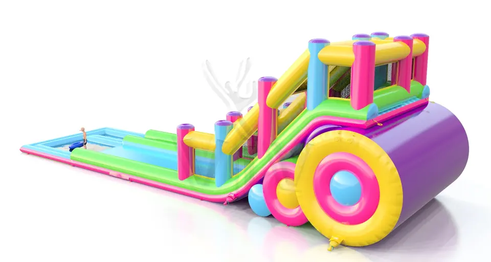Waterslide with pool and Entrance on the Same Side commercial inflatable slide