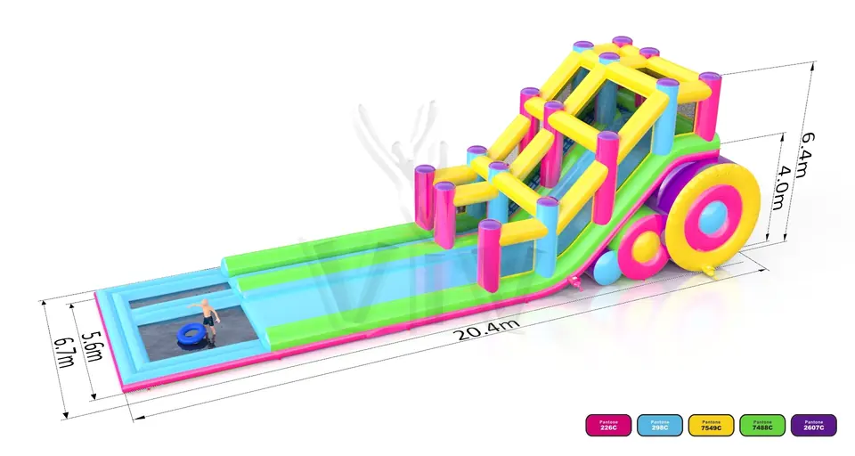 Waterslide with pool and Entrance on the Same Side commercial inflatable slide