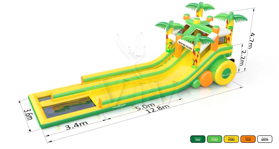 Waterslide with pool Tropical Islands commercial inflatable slide