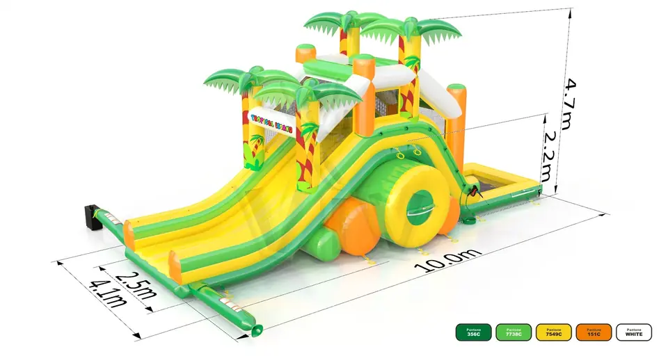Waterslide with pool Tropical Islands commercial inflatable slide