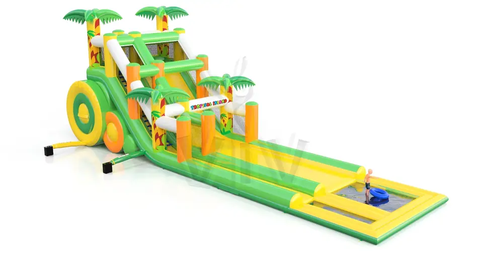 Waterslide with pool Tropical Islands commercial inflatable slide