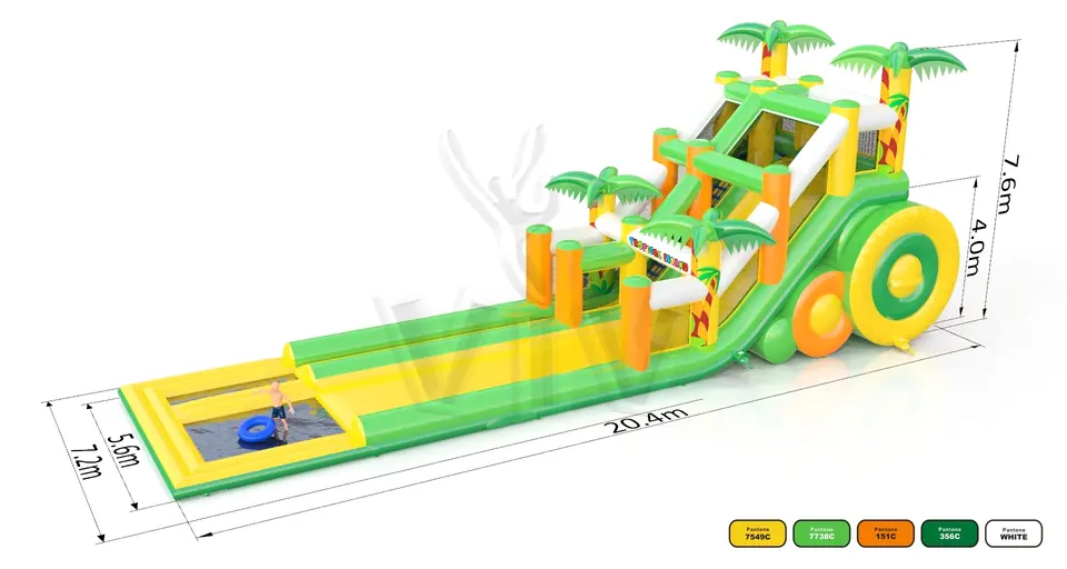 Waterslide with pool Tropical Islands commercial inflatable slide