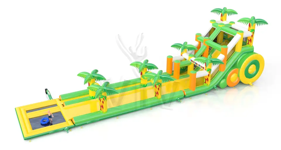 Waterslide with pool Tropical Islands 3 parts commercial inflatable slide