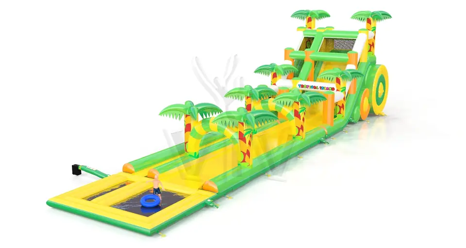 Waterslide with pool Tropical Islands 3 parts commercial inflatable slide