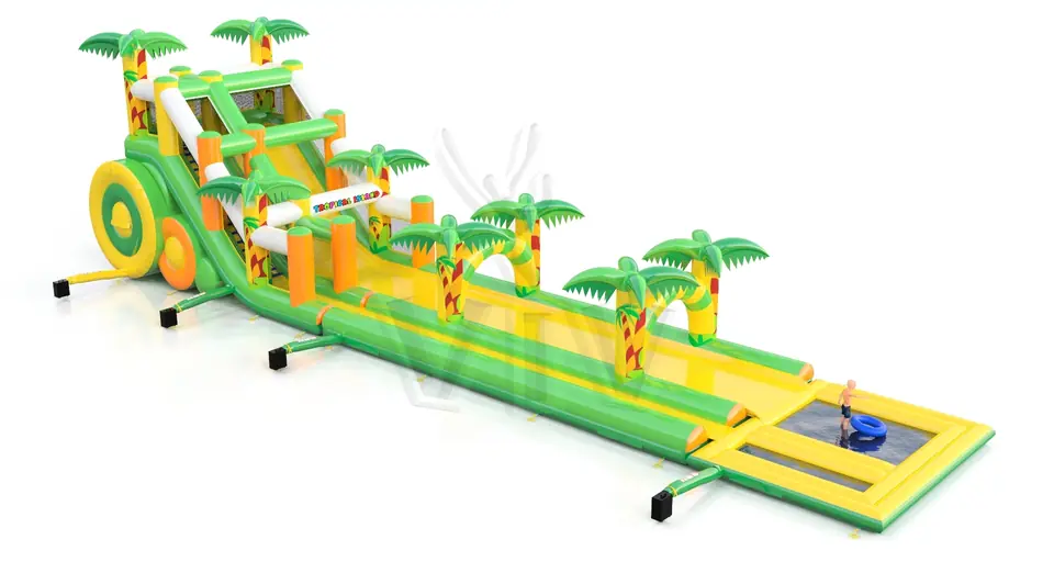Waterslide with pool Tropical Islands 3 parts commercial inflatable slide