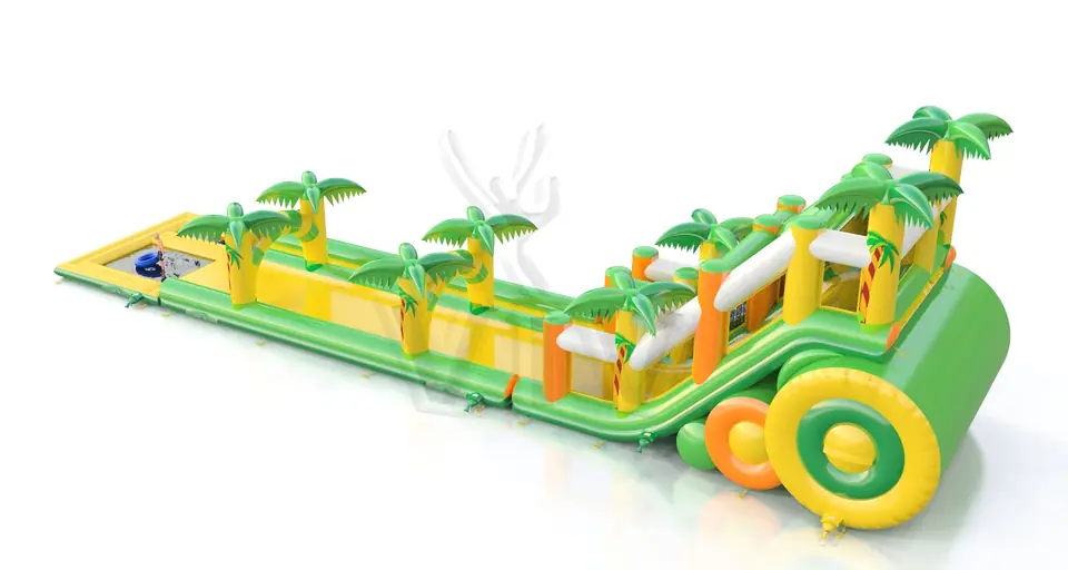 Waterslide with pool Tropical Islands 3 parts commercial inflatable slide