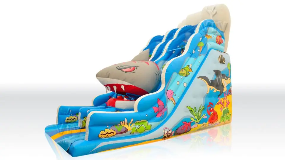 Wave with Shark commercial inflatable slide
