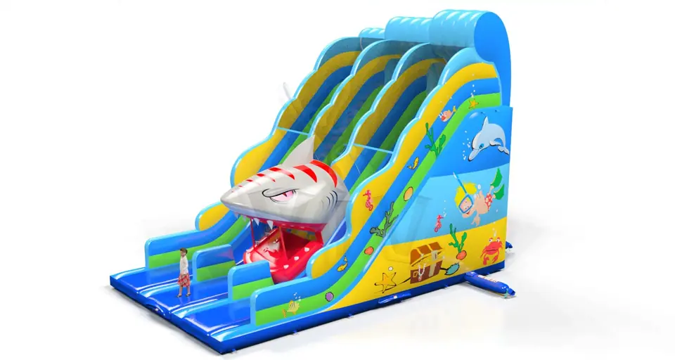 wave with shark Underwater World commercial inflatable slide