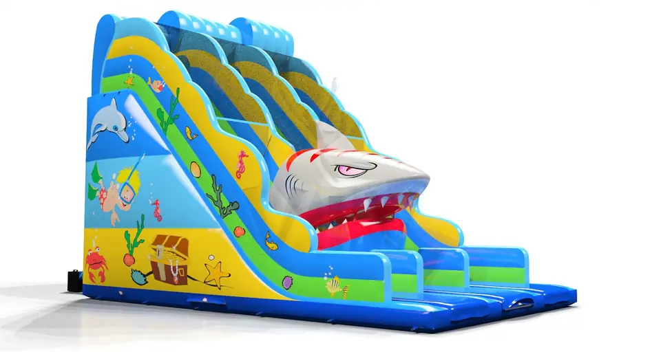 wave with shark Underwater World commercial inflatable slide