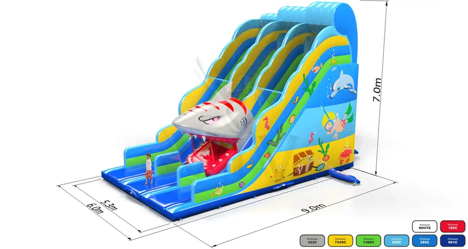 wave with shark Underwater World commercial inflatable slide