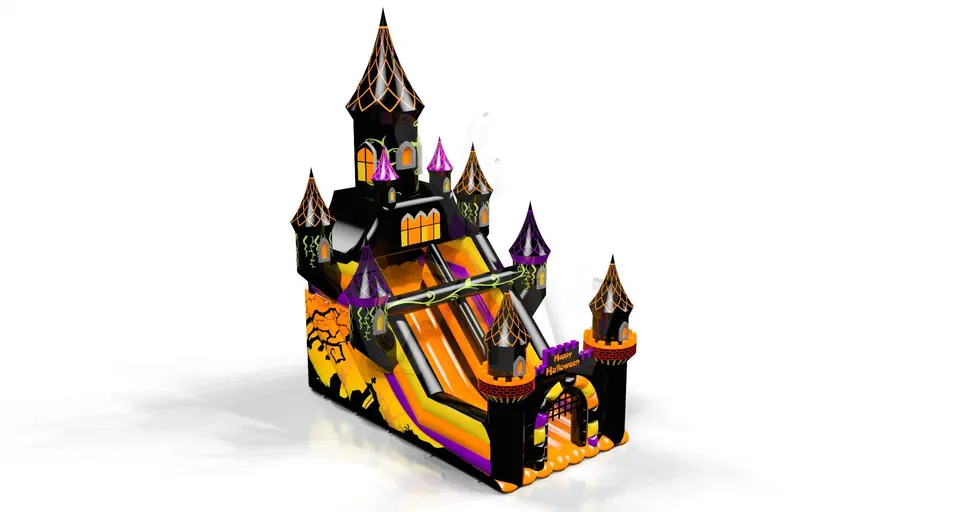 with towers Happy Halloween commercial inflatable slide