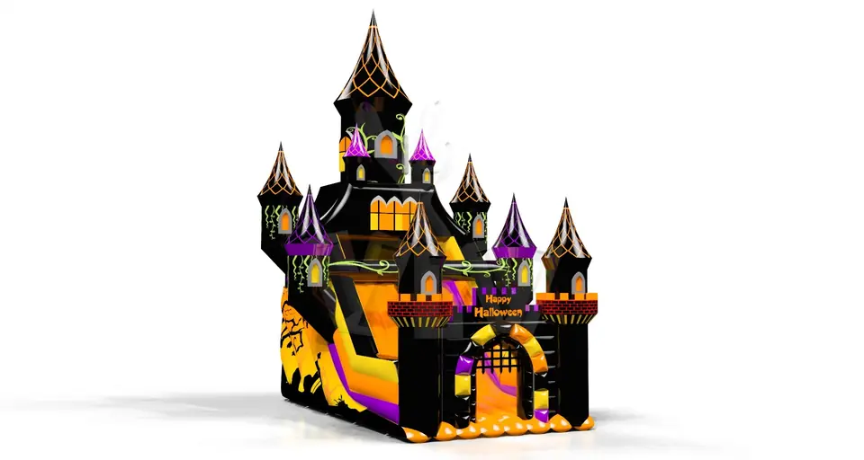 with towers Happy Halloween commercial inflatable slide