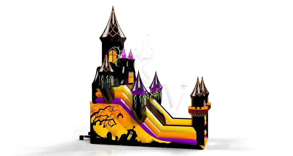 with towers Happy Halloween commercial inflatable slide