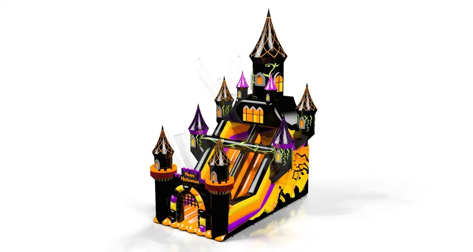 with towers Happy Halloween commercial inflatable slide