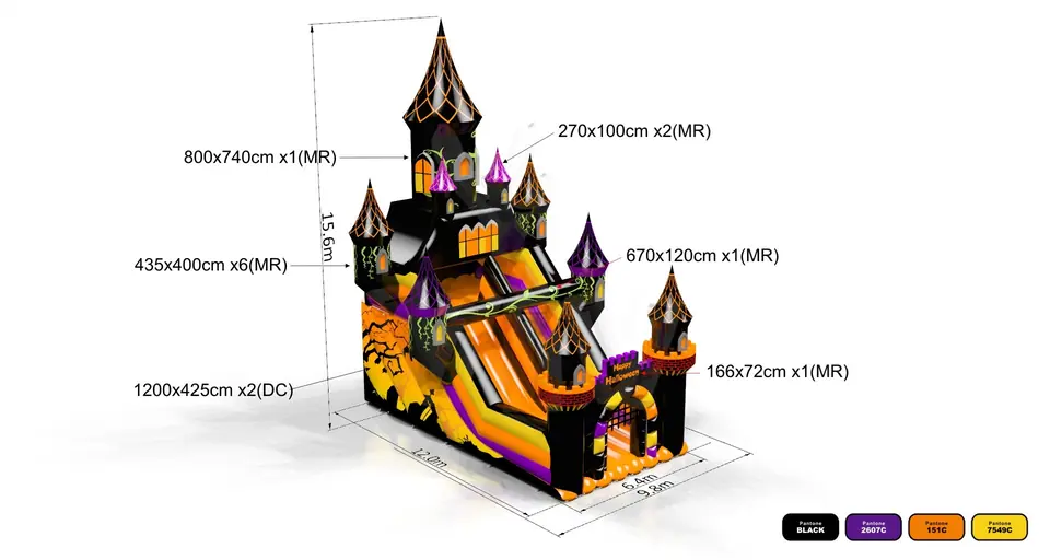 with towers Happy Halloween commercial inflatable slide