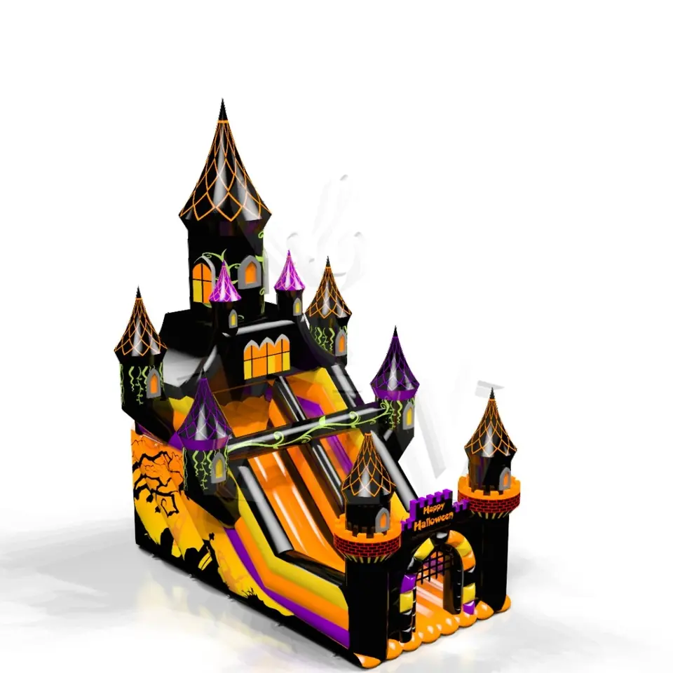 with towers Happy Halloween commercial inflatable slide