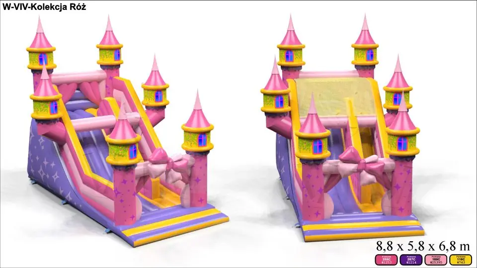 with Towers - Pink Collection commercial inflatable slide