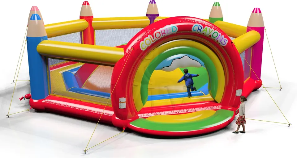 Soft Mountain Crayons XL with fence commercial inflatable soft mountain