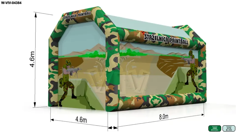 Tent shooting gallery paited 8 x 4.6 x 4.6 m commercial promotional inflatable tent