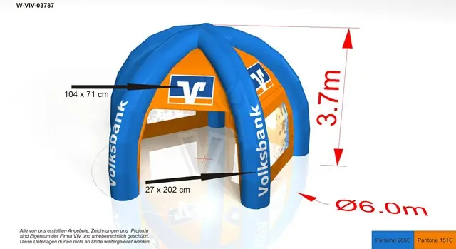 Tent with print 6 m commercial promotional inflatable tent