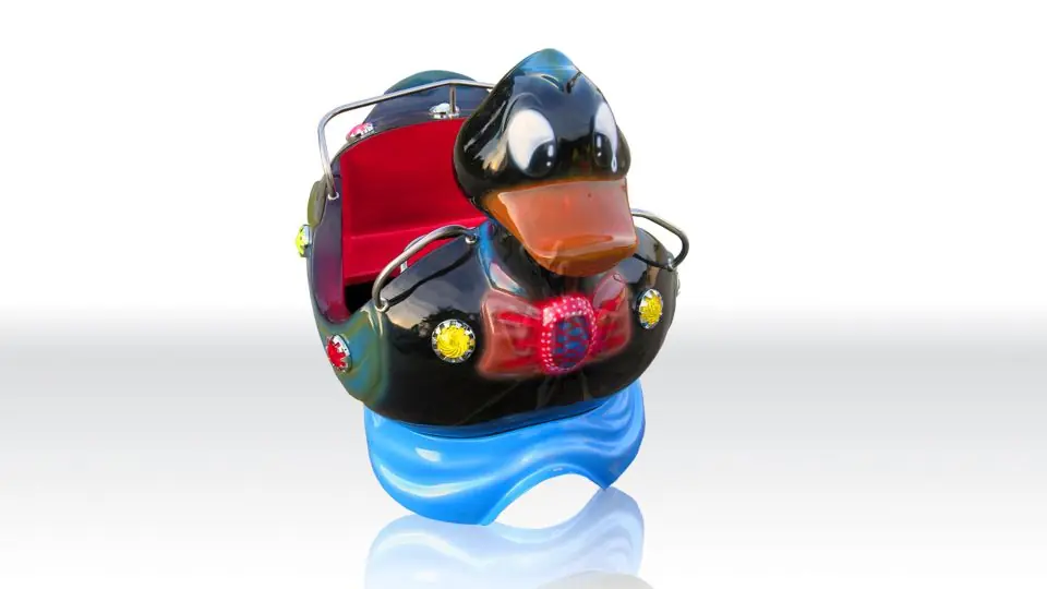 Duck commercial mechanical train attraction
