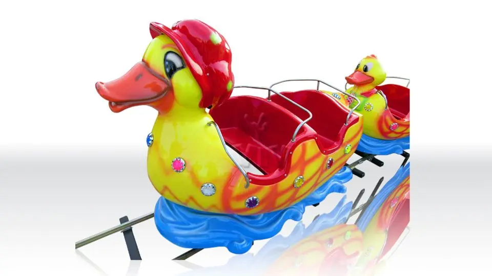 Duck commercial mechanical train attraction