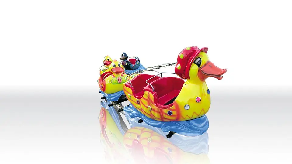 Duck commercial mechanical train attraction