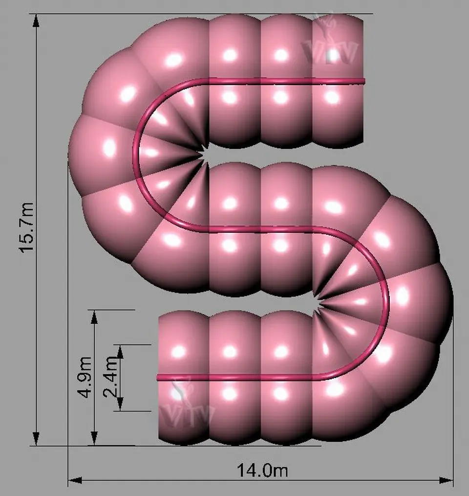 Digestive tract tunnel 14 x 15.7 x 3.4 m commercial inflatable tunnel