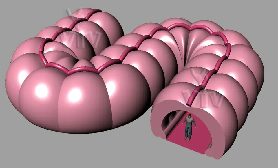 Digestive tract tunnel 14 x 15.7 x 3.4 m commercial inflatable tunnel