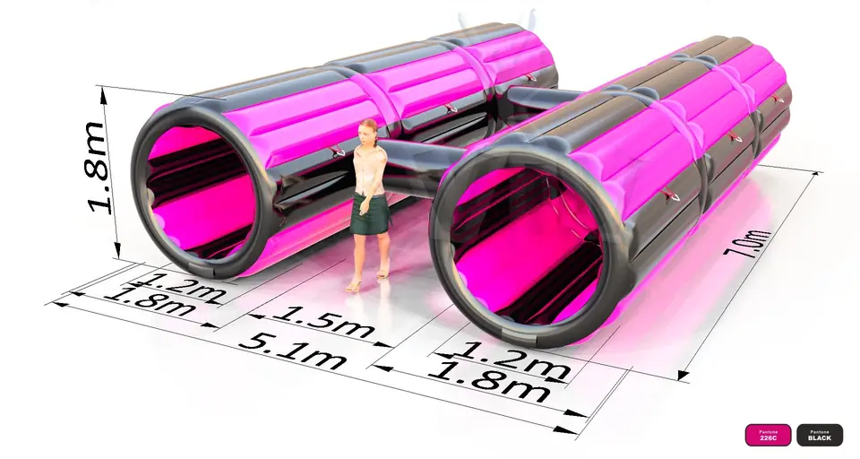 Double Tunnel 7m commercial inflatable tunnel