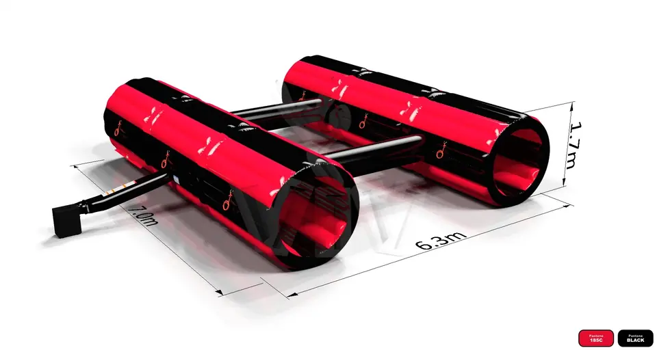 Double Tunnel Black and Red commercial inflatable tunnel