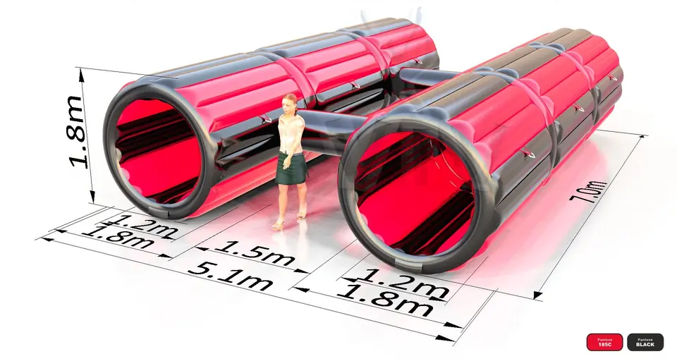 Double tunnel - Collection Fun in Black commercial inflatable tunnel