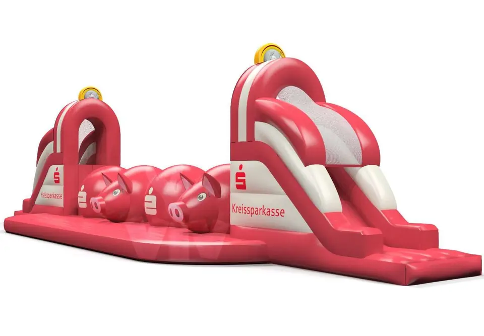 Obstacle course Wipe-Out "Sparkasse" - Collection Sparkasse commercial inflatable wipe-out attraction