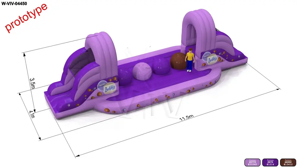 Wipe-Out 11.5 x 4.1 x 3.5 m commercial inflatable wipe-out attraction