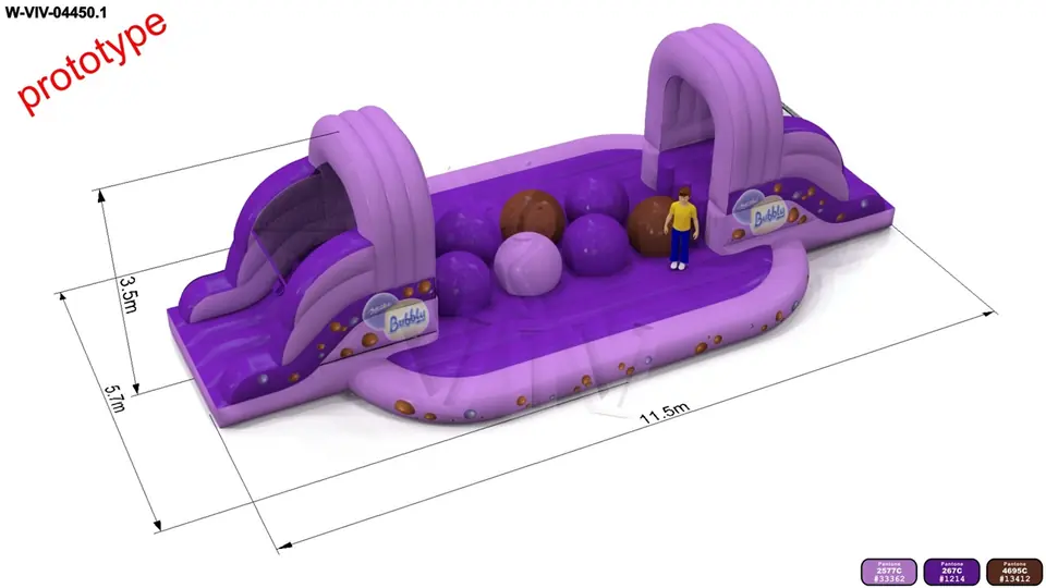 Wipe-Out 11.5 x 5.7 x 3.5 m commercial inflatable wipe-out attraction