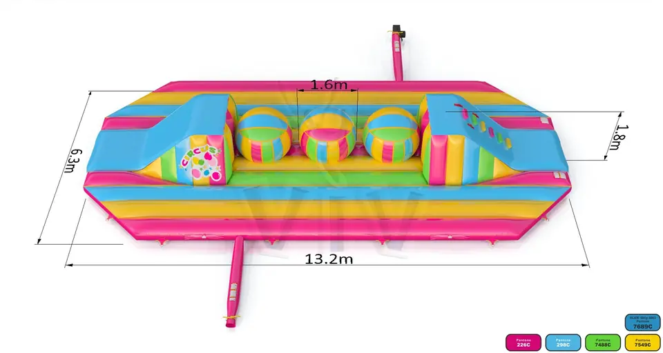 Wipe Out Circus L with 3 balls commercial inflatable wipe-out attraction