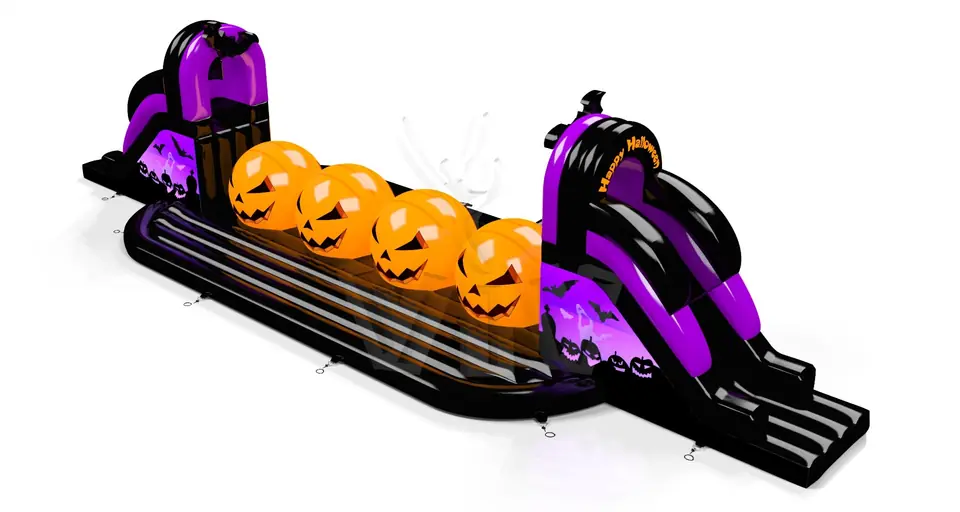 Wipe Out Happy Halloween commercial inflatable wipe-out attraction