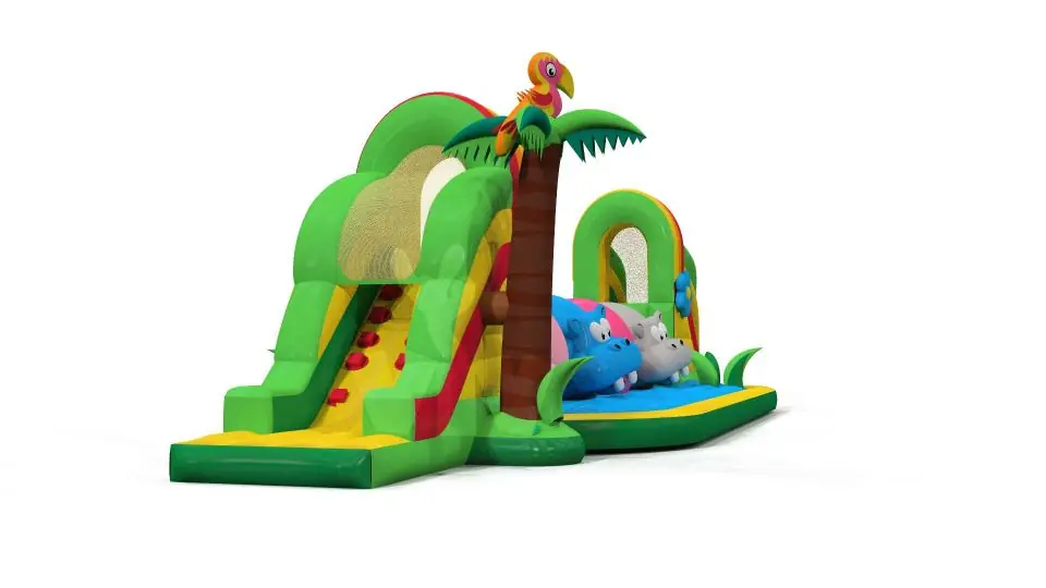 Wipe-Out Hippo - Collection Jungle de Luxe commercial inflatable wipe-out attraction